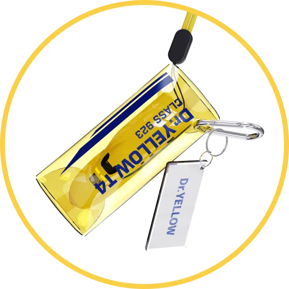 923形ドクターイエローT4型ワイヤレスイヤホン ポーチ収納イメージ